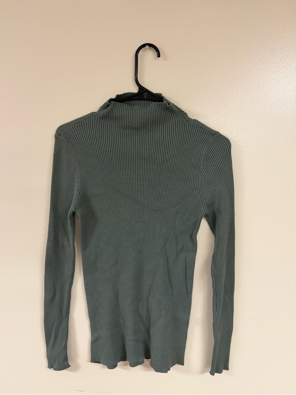 Nine West Ribbed Mock Neck Sweater - Sage Green